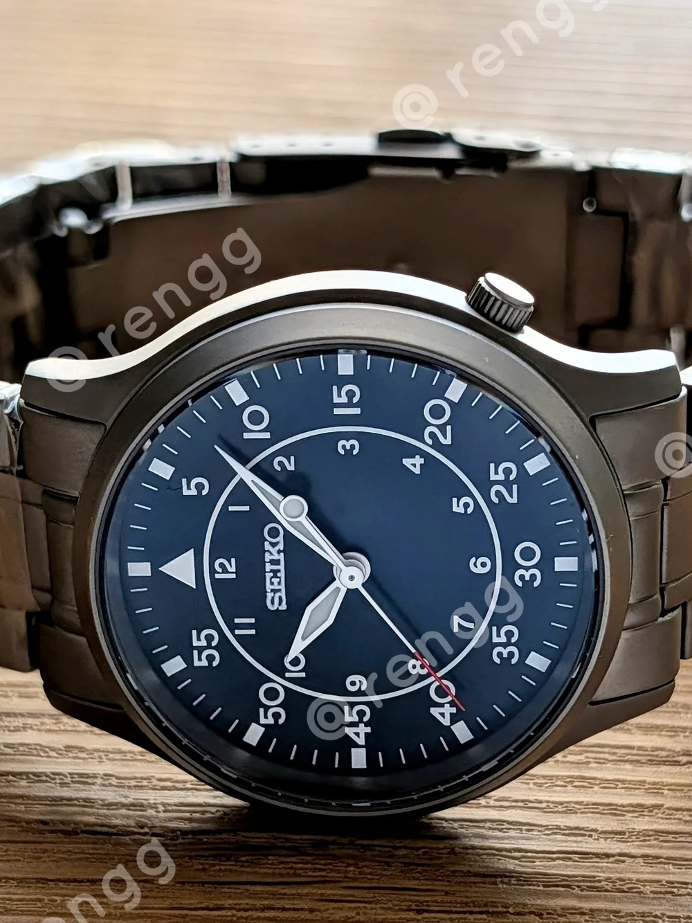 Slim 36mm Full Titanium Seiko Men's Black Dress Mod Watch Smooth Sweep Second